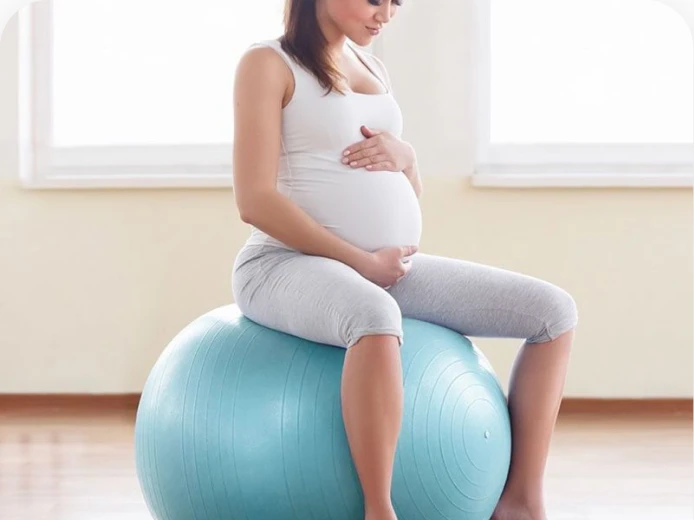Birthing ball recommended by Momma's Chiro for pelvic support and labor preparation