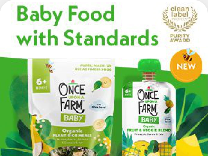 Once Upon a Farm organic baby food pouches recommended by Momma's Chiro